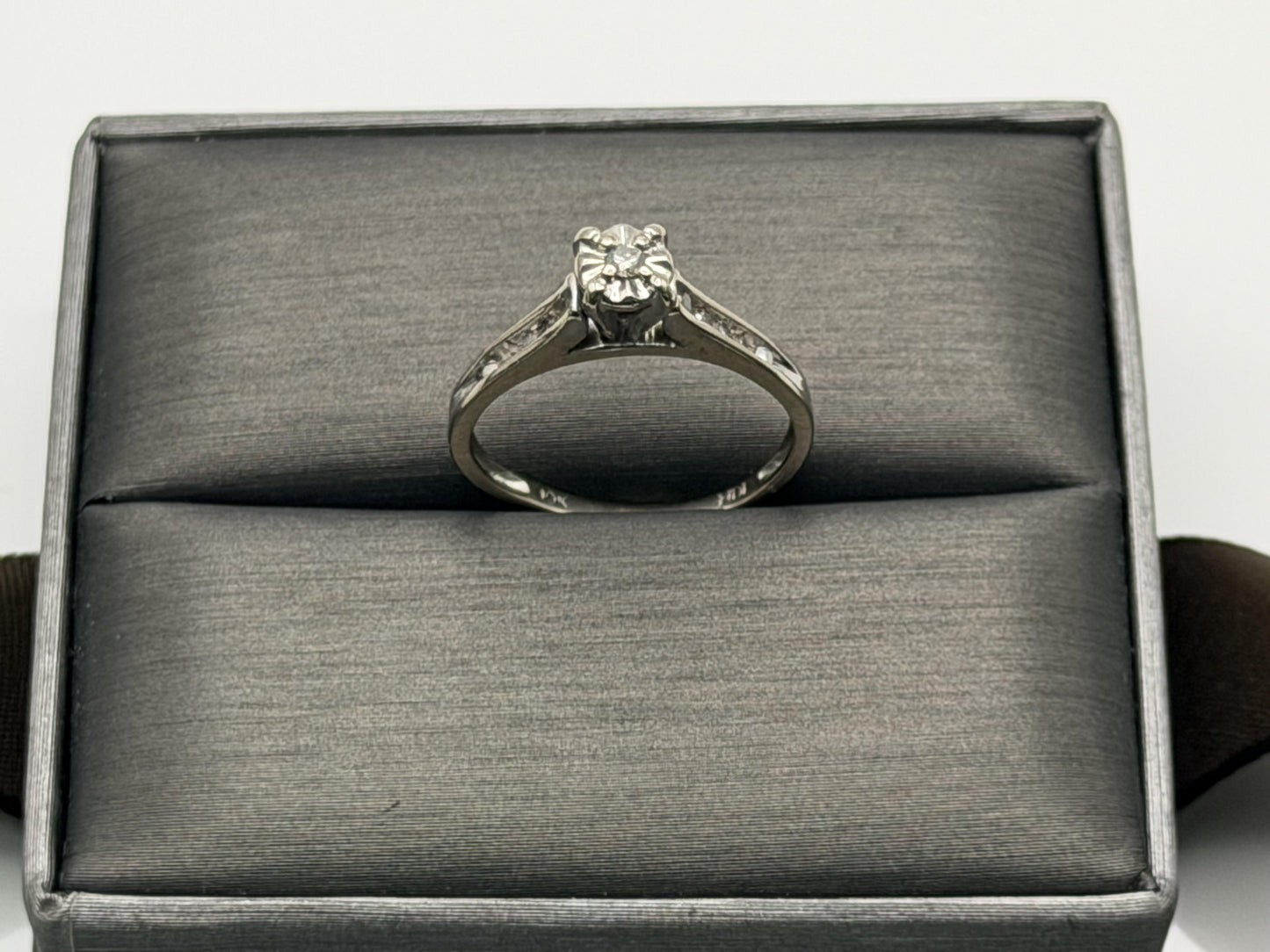 10k White Gold Diamond Cathedral Vintage Style Engagement Ring Wedding Band