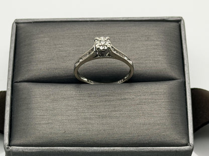 10k White Gold Diamond Cathedral Vintage Style Engagement Ring Wedding Band