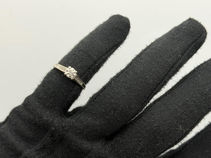 10k White Gold Diamond Cathedral Vintage Style Engagement Ring Wedding Band