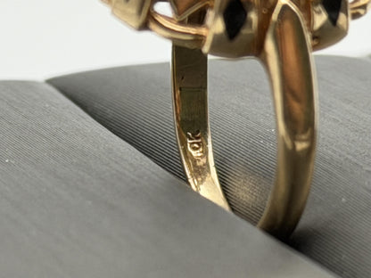 Vintage 10k Yellow Gold Cat's Eye Chrysoberyl Ring Oval Shape Dinner Ring