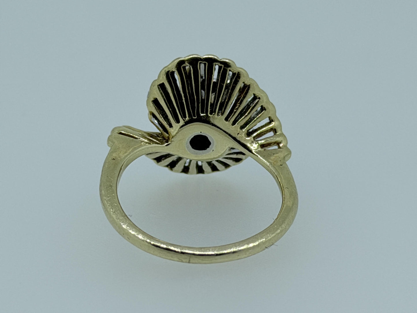 14k Yellow Gold Vintage Diamond Cluster Statement Ring