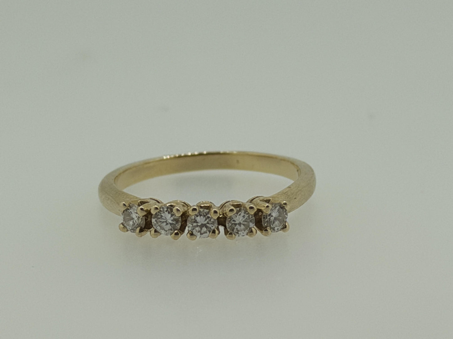 14k Yellow Gold Five Diamond Cluster Engagement Ring Wedding Love Band
