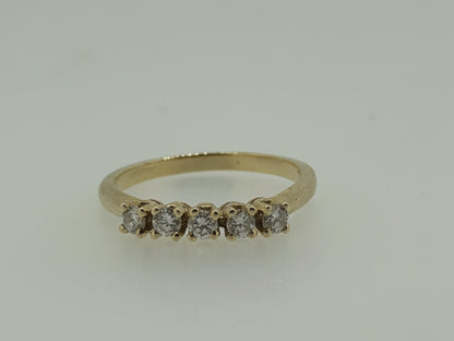14k Yellow Gold Five Diamond Cluster Engagement Ring Wedding Love Band