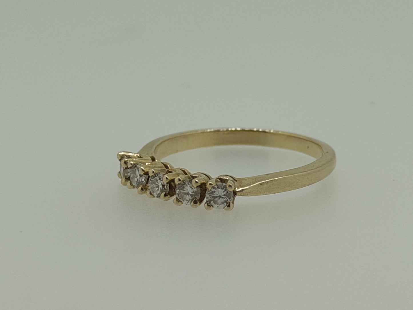 14k Yellow Gold Five Diamond Cluster Engagement Ring Wedding Love Band