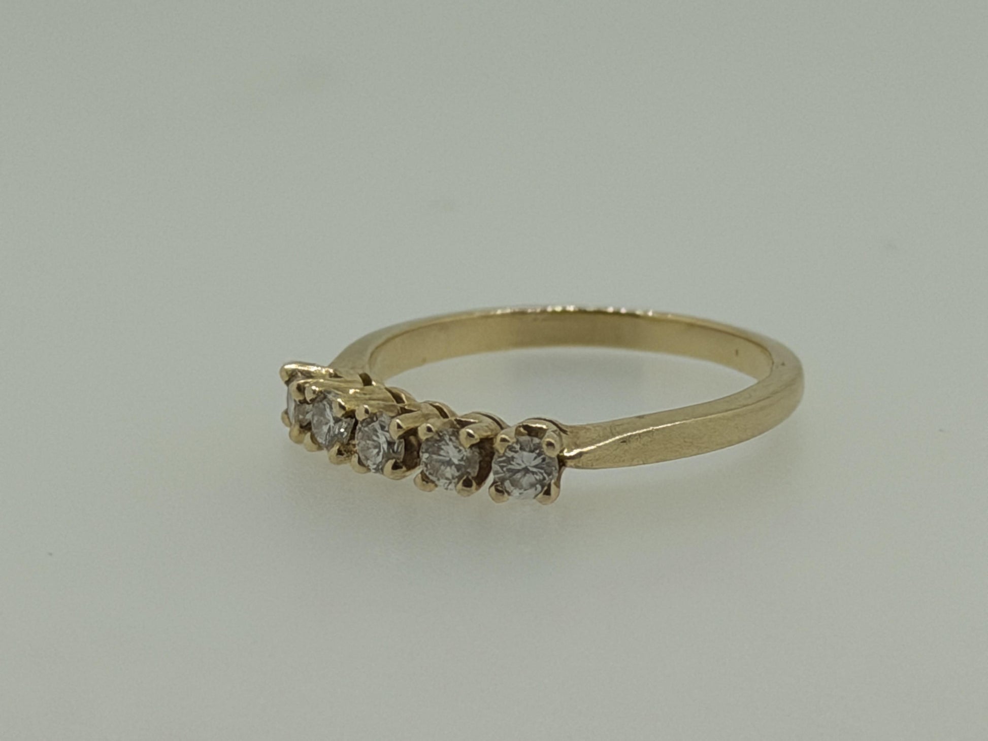 14k Yellow Gold Five Diamond Cluster Engagement Ring Wedding Love Band