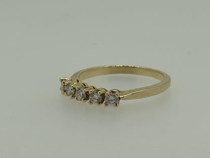 14k Yellow Gold Five Diamond Cluster Engagement Ring Wedding Love Band