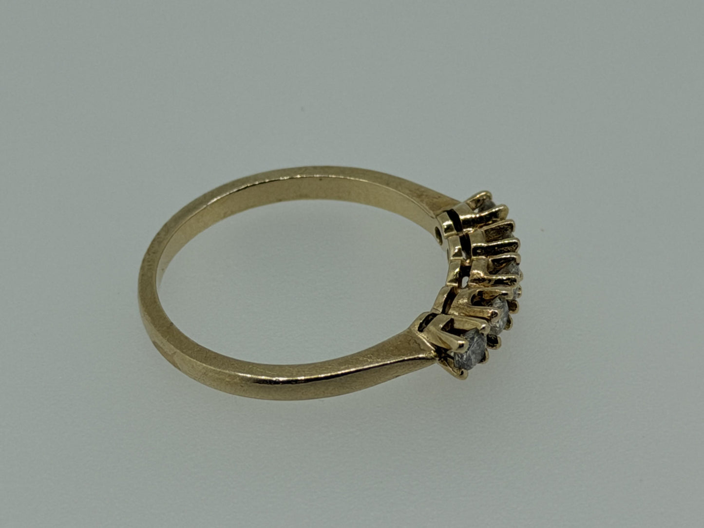 14k Yellow Gold Five Diamond Cluster Engagement Ring Wedding Love Band