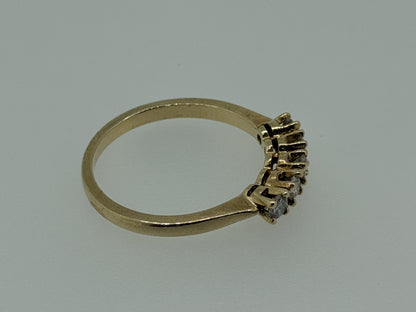 14k Yellow Gold Five Diamond Cluster Engagement Ring Wedding Love Band