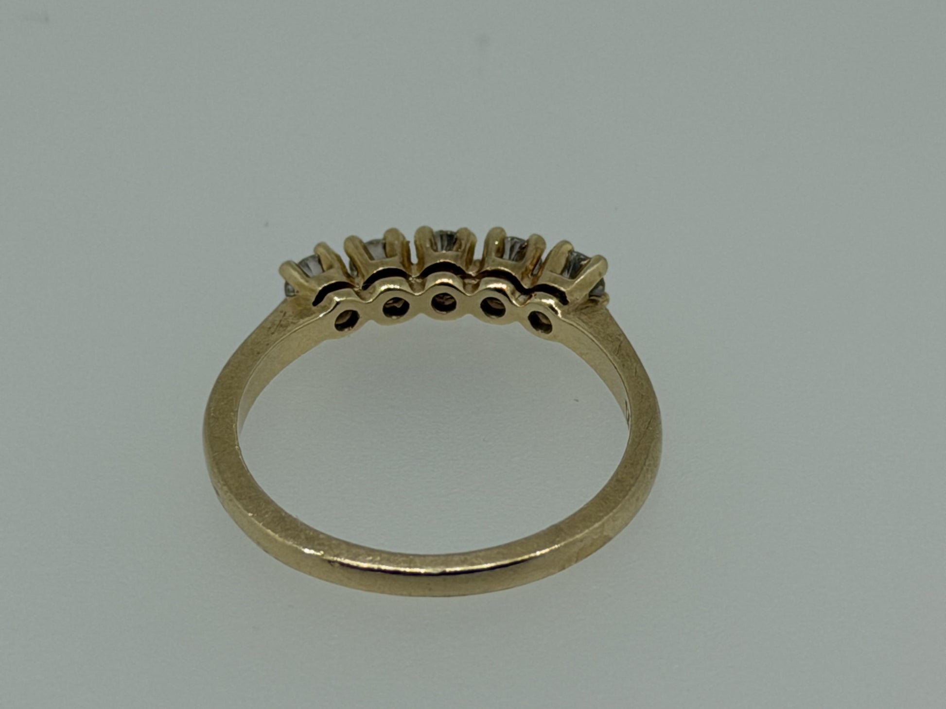 14k Yellow Gold Five Diamond Cluster Engagement Ring Wedding Love Band