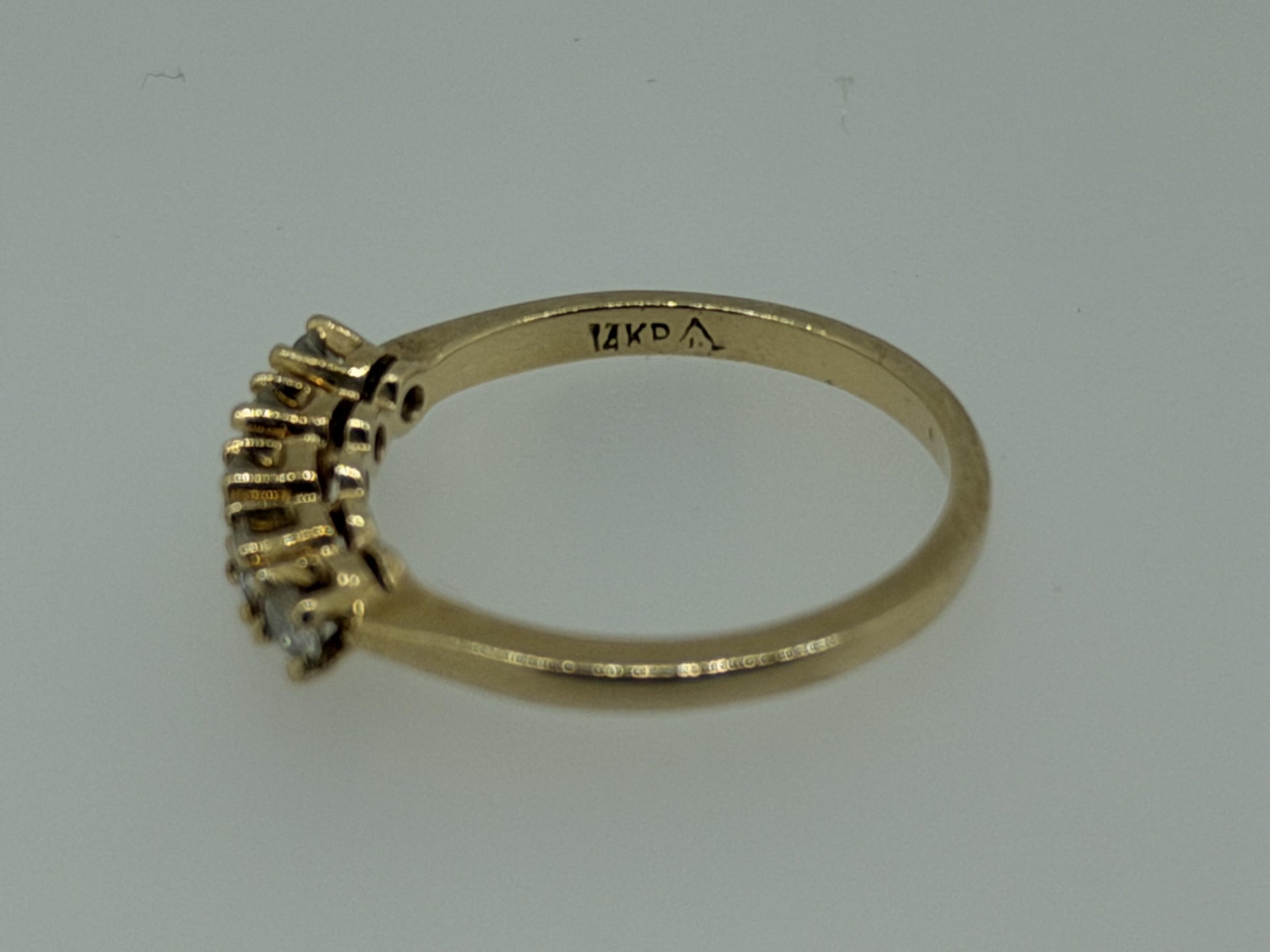 14k Yellow Gold Five Diamond Cluster Engagement Ring Wedding Love Band