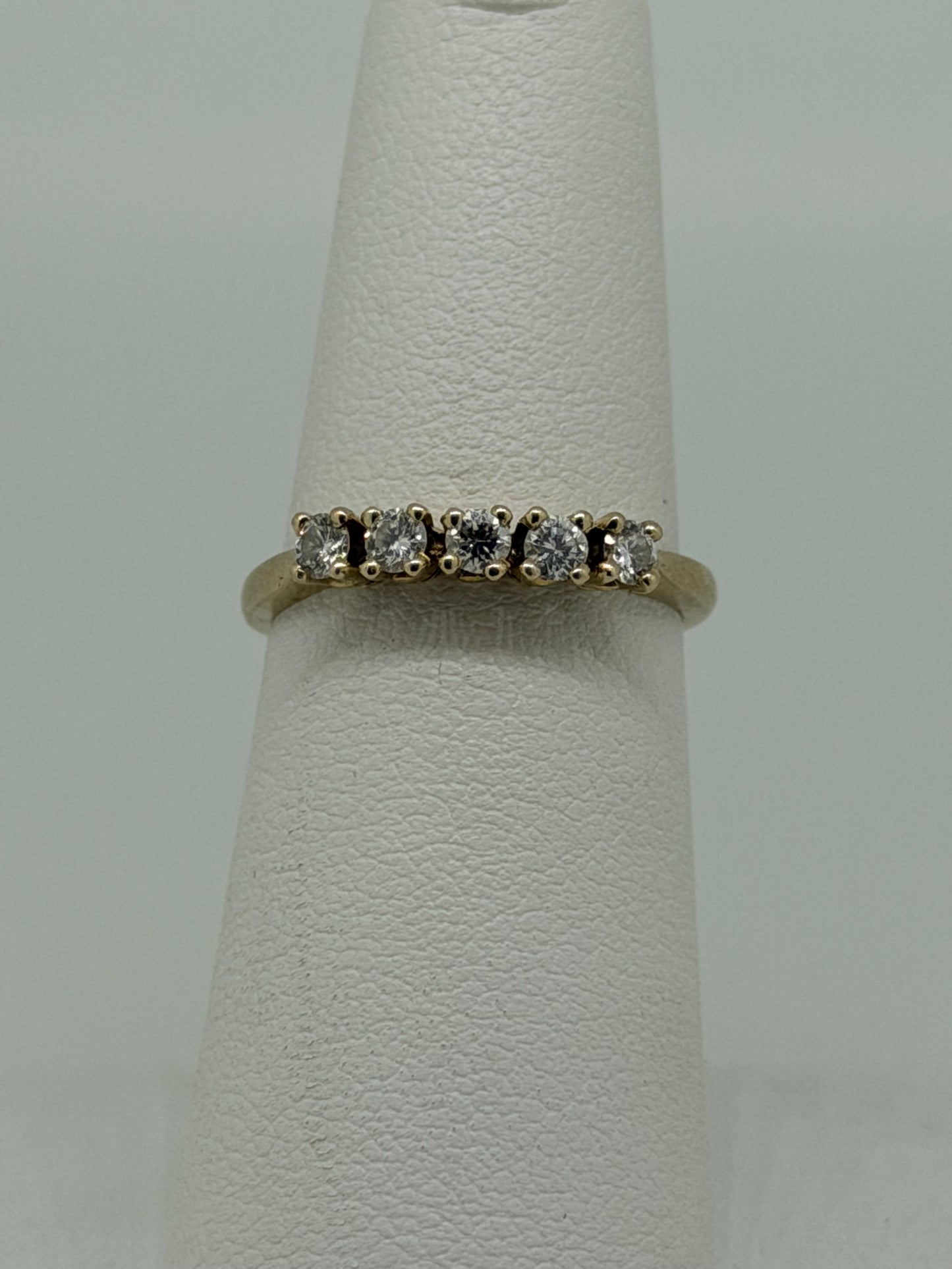 14k Yellow Gold Five Diamond Cluster Engagement Ring Wedding Love Band