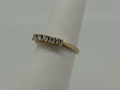 14k Yellow Gold Five Diamond Cluster Engagement Ring Wedding Love Band