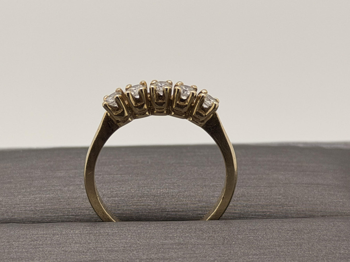 14k Yellow Gold Five Diamond Cluster Engagement Ring Wedding Love Band