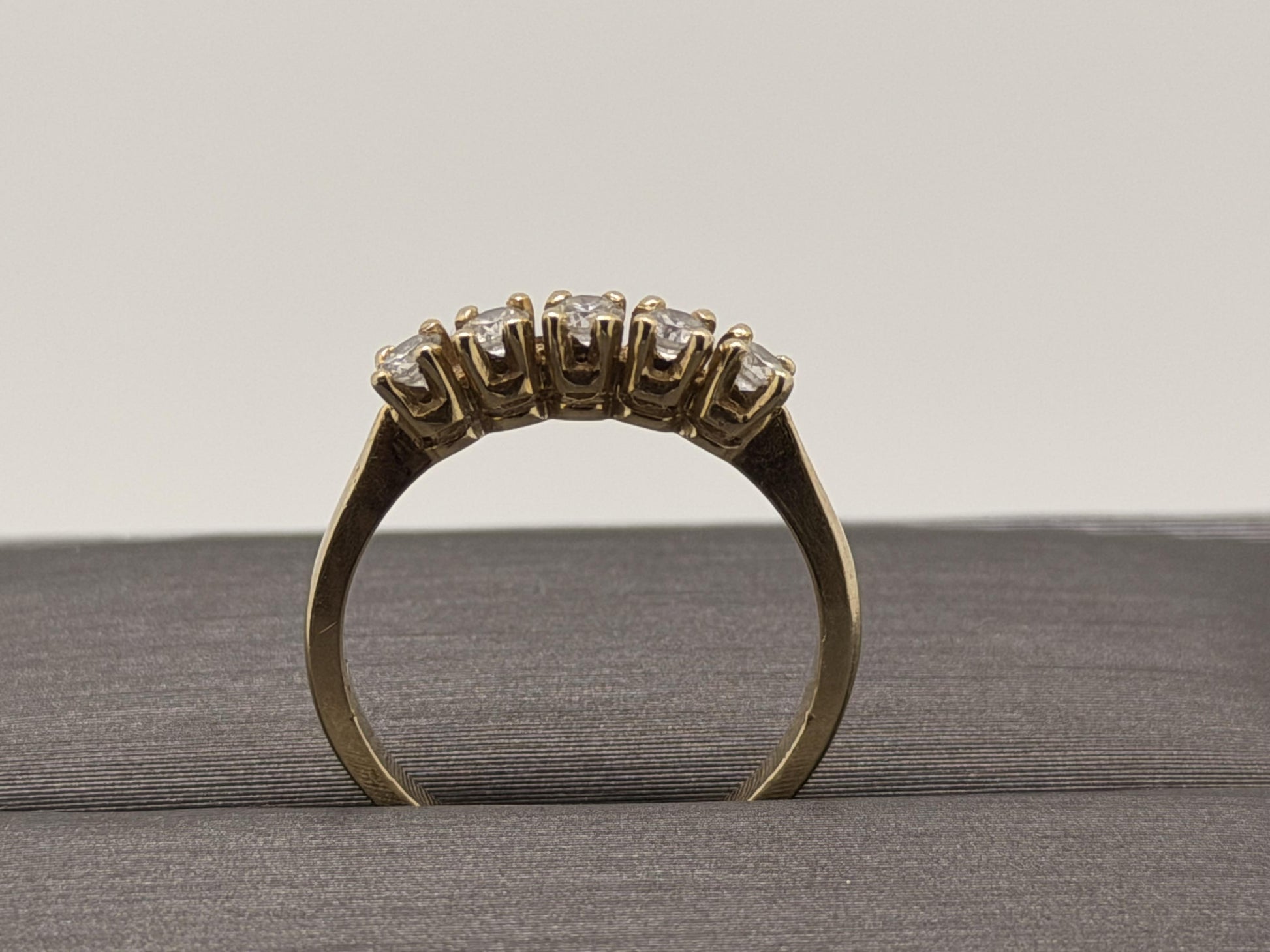 14k Yellow Gold Five Diamond Cluster Engagement Ring Wedding Love Band
