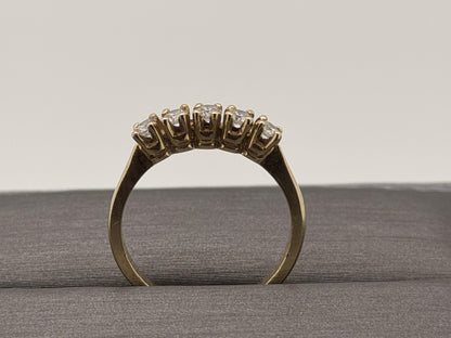 14k Yellow Gold Five Diamond Cluster Engagement Ring Wedding Love Band
