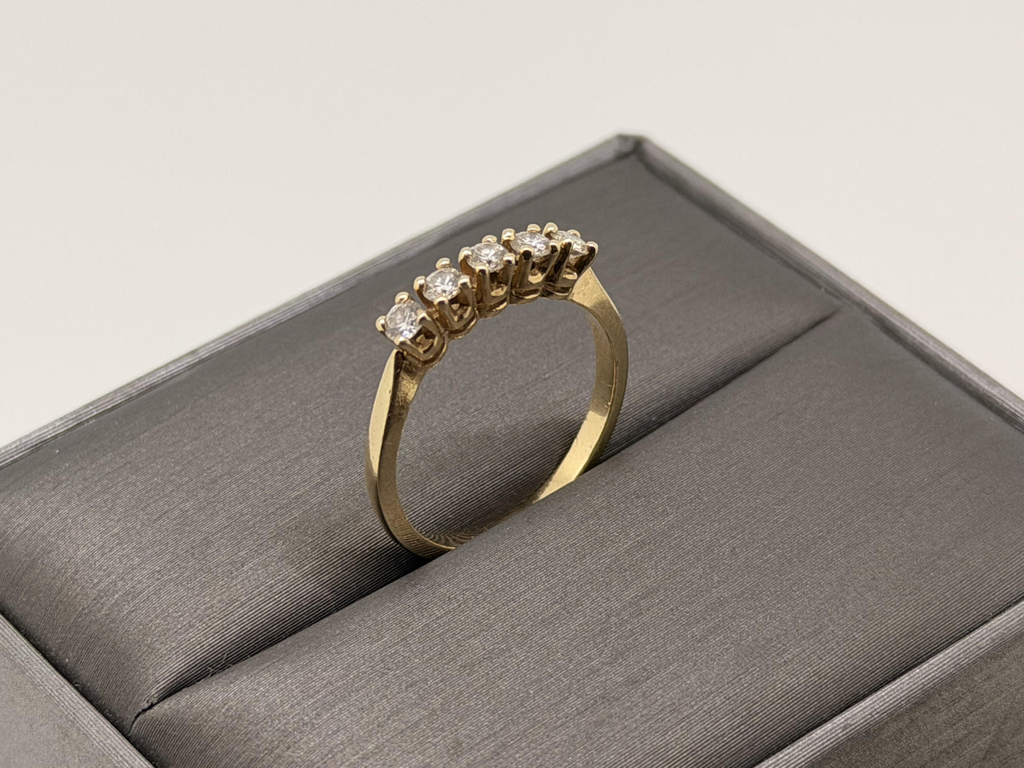 14k Yellow Gold Five Diamond Cluster Engagement Ring Wedding Love Band