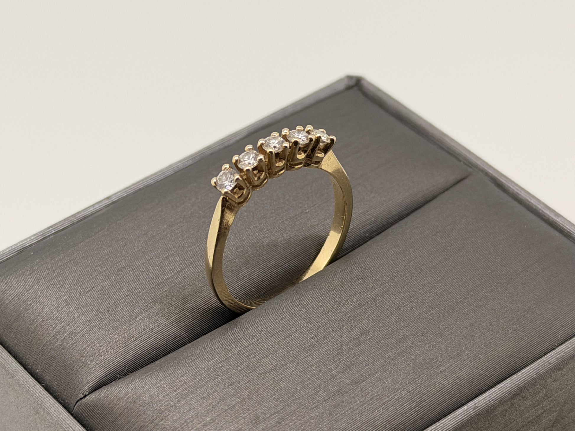 14k Yellow Gold Five Diamond Cluster Engagement Ring Wedding Love Band