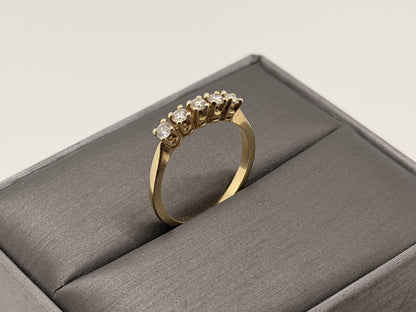 14k Yellow Gold Five Diamond Cluster Engagement Ring Wedding Love Band