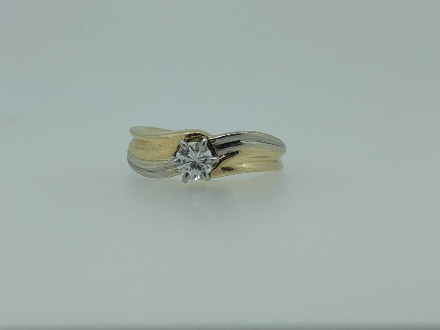 JR Woods 14k Two-Tone Gold Diamond Engagement Ring .33ct Solitaire Wedding Band