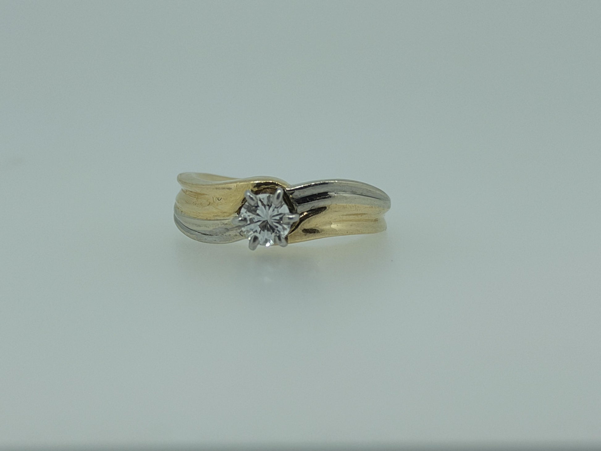 JR Woods 14k Two-Tone Gold Diamond Engagement Ring .33ct Solitaire Wedding Band