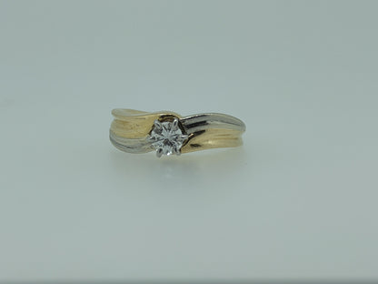 JR Woods 14k Two-Tone Gold Diamond Engagement Ring .33ct Solitaire Wedding Band