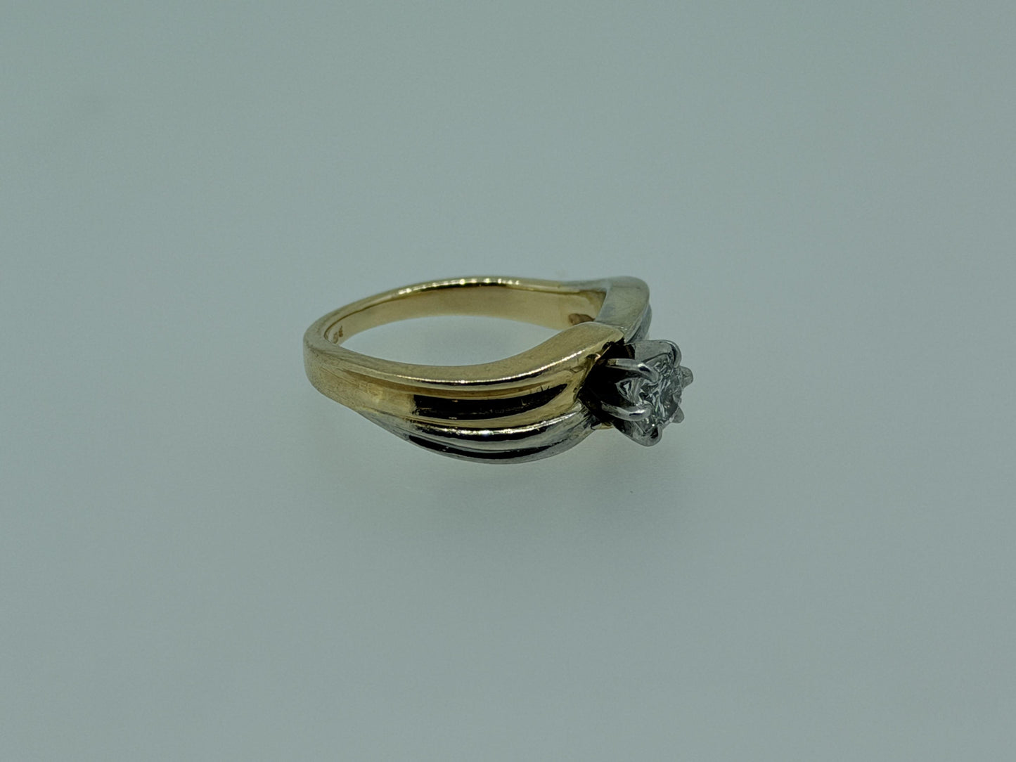 JR Woods 14k Two-Tone Gold Diamond Engagement Ring .33ct Solitaire Wedding Band