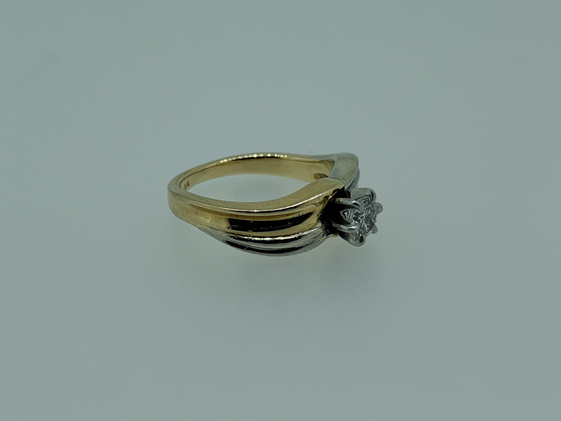 JR Woods 14k Two-Tone Gold Diamond Engagement Ring .33ct Solitaire Wedding Band