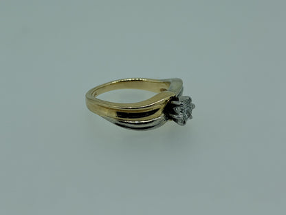 JR Woods 14k Two-Tone Gold Diamond Engagement Ring .33ct Solitaire Wedding Band