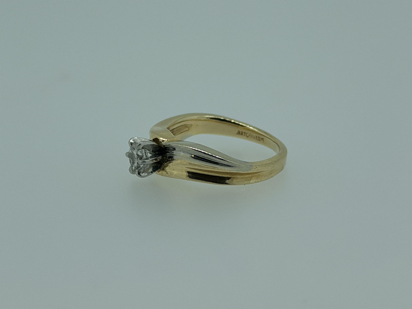 JR Woods 14k Two-Tone Gold Diamond Engagement Ring .33ct Solitaire Wedding Band