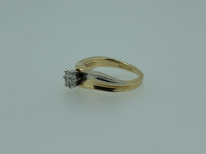 JR Woods 14k Two-Tone Gold Diamond Engagement Ring .33ct Solitaire Wedding Band