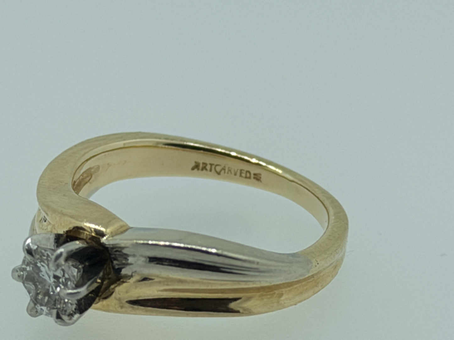 JR Woods 14k Two-Tone Gold Diamond Engagement Ring .33ct Solitaire Wedding Band