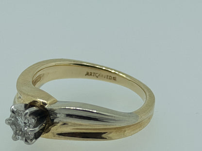 JR Woods 14k Two-Tone Gold Diamond Engagement Ring .33ct Solitaire Wedding Band