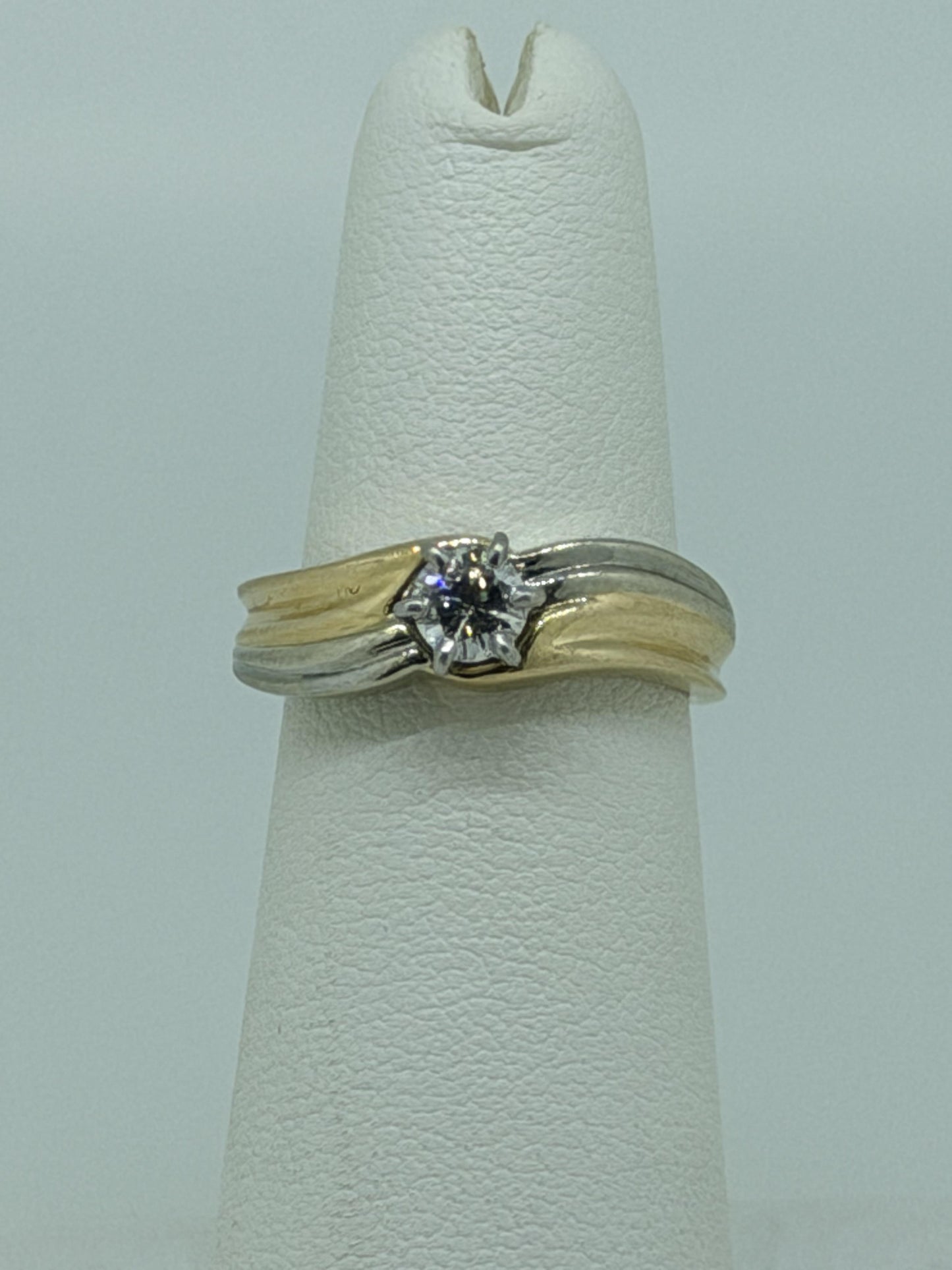JR Woods 14k Two-Tone Gold Diamond Engagement Ring .33ct Solitaire Wedding Band