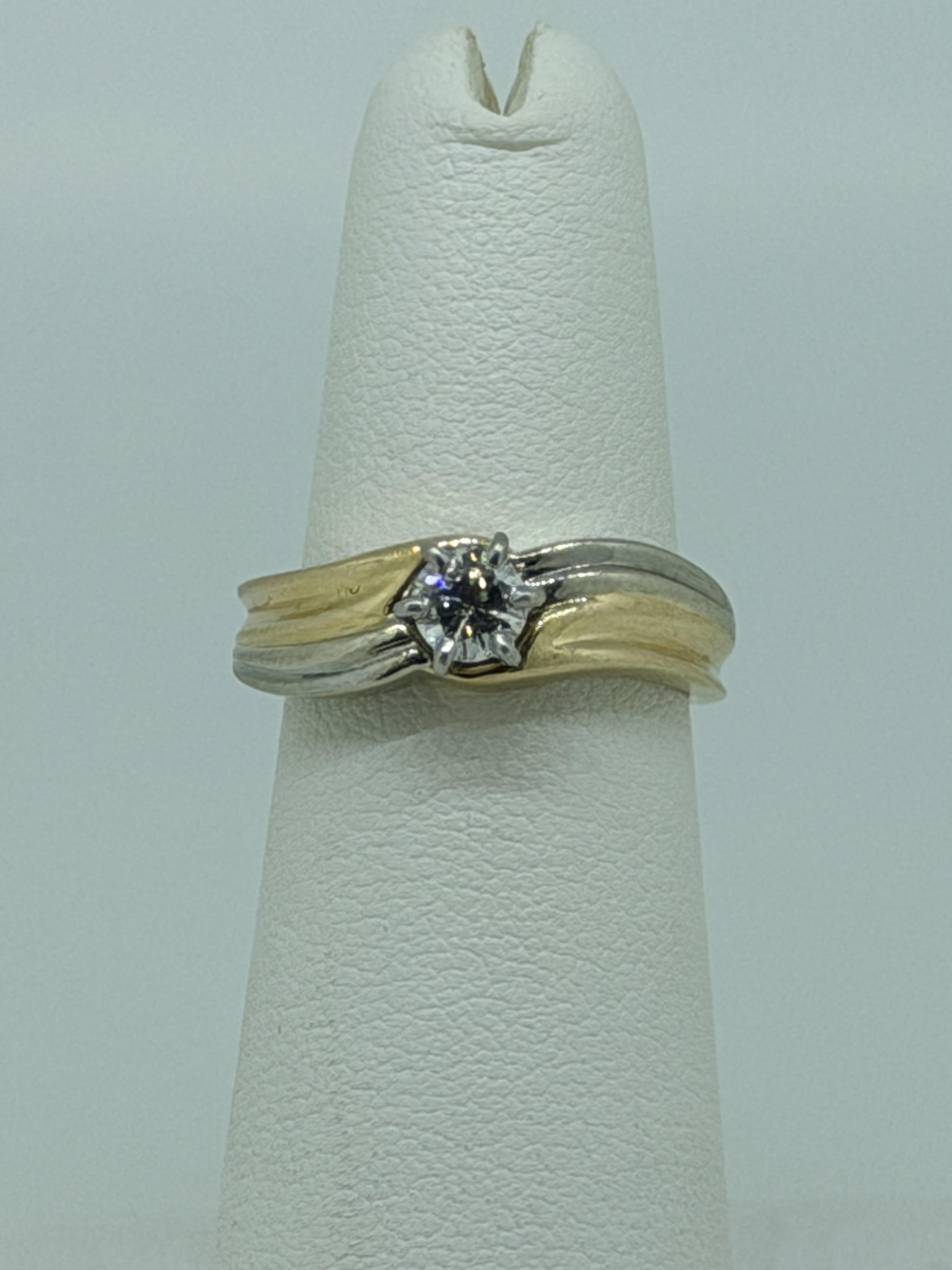 JR Woods 14k Two-Tone Gold Diamond Engagement Ring .33ct Solitaire Wedding Band