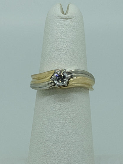 JR Woods 14k Two-Tone Gold Diamond Engagement Ring .33ct Solitaire Wedding Band