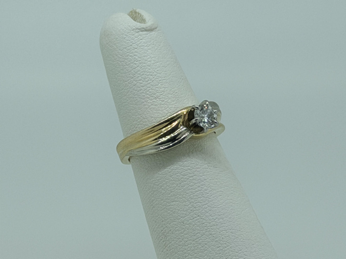 JR Woods 14k Two-Tone Gold Diamond Engagement Ring .33ct Solitaire Wedding Band