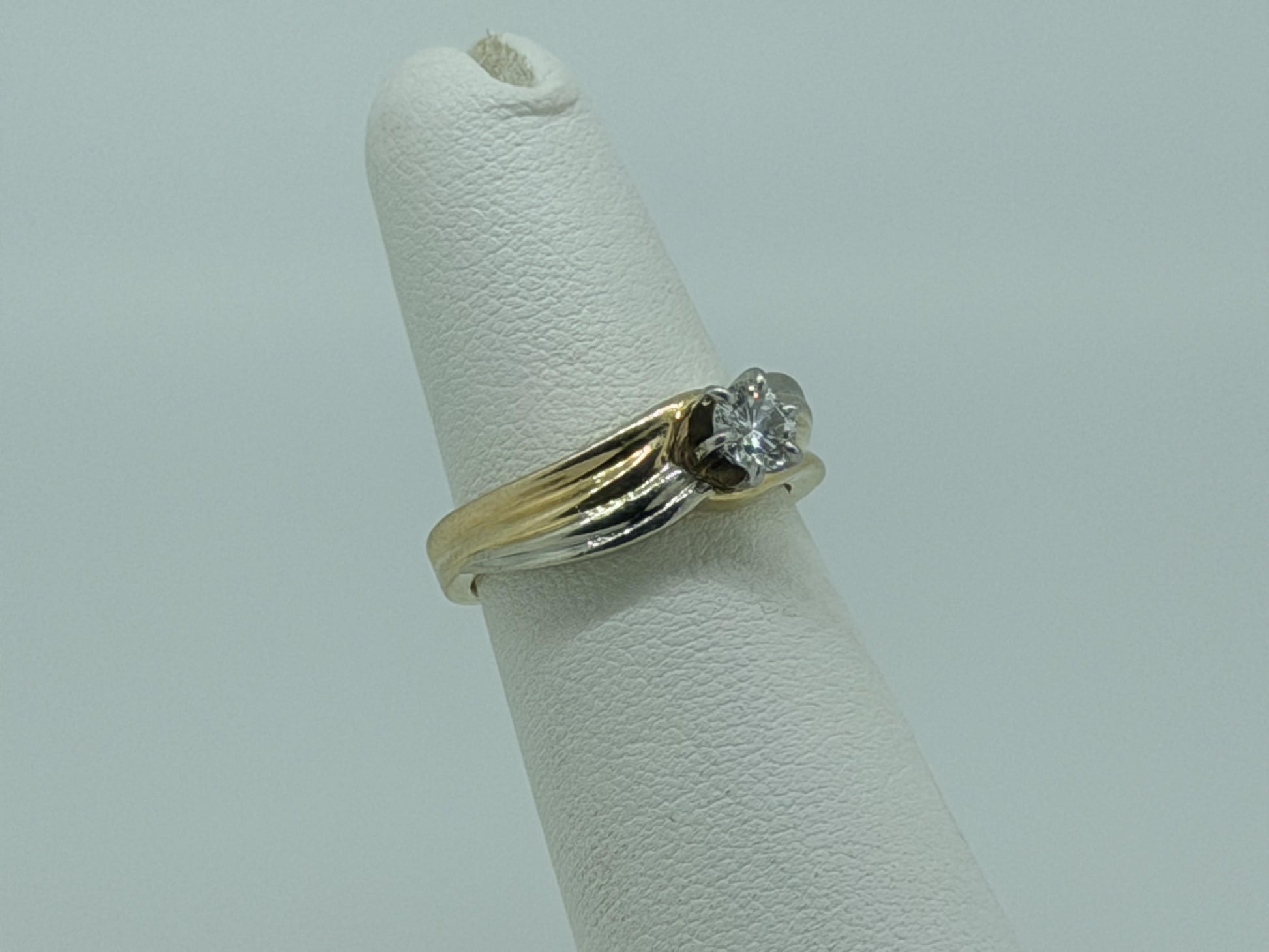 JR Woods 14k Two-Tone Gold Diamond Engagement Ring .33ct Solitaire Wedding Band
