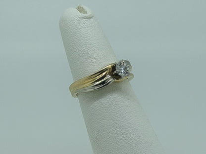 JR Woods 14k Two-Tone Gold Diamond Engagement Ring .33ct Solitaire Wedding Band