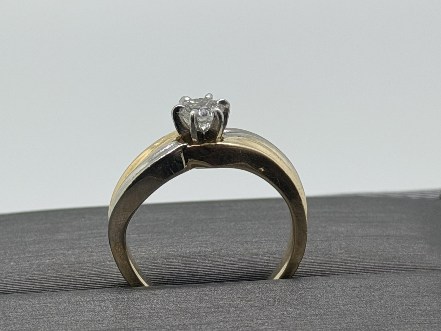 JR Woods 14k Two-Tone Gold Diamond Engagement Ring .33ct Solitaire Wedding Band