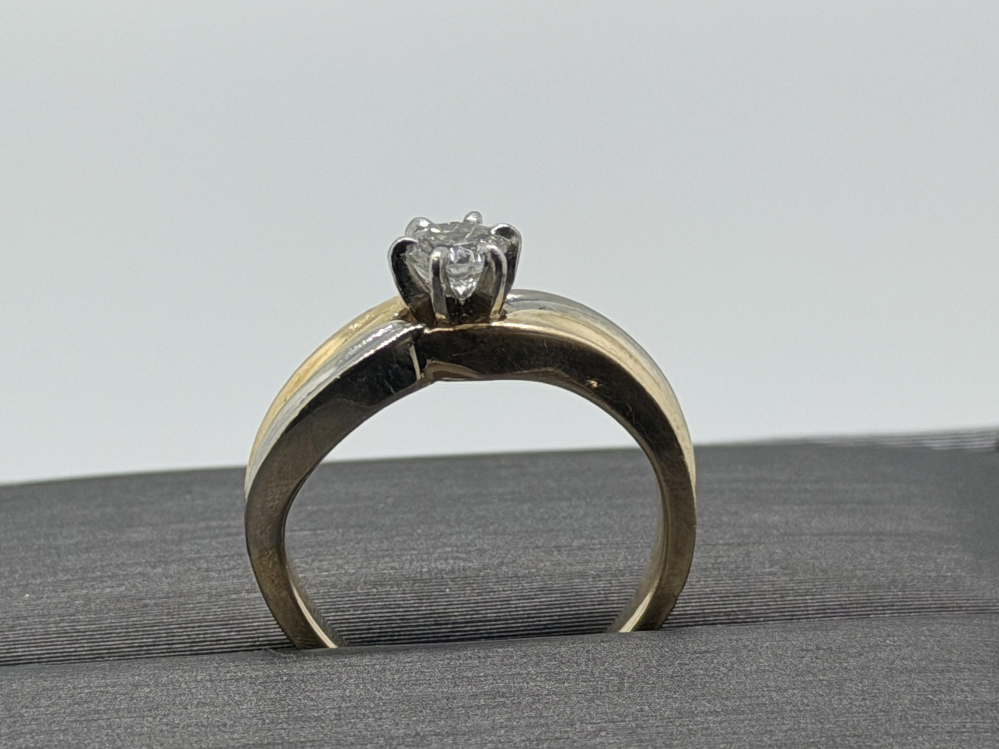 JR Woods 14k Two-Tone Gold Diamond Engagement Ring .33ct Solitaire Wedding Band