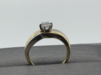 JR Woods 14k Two-Tone Gold Diamond Engagement Ring .33ct Solitaire Wedding Band