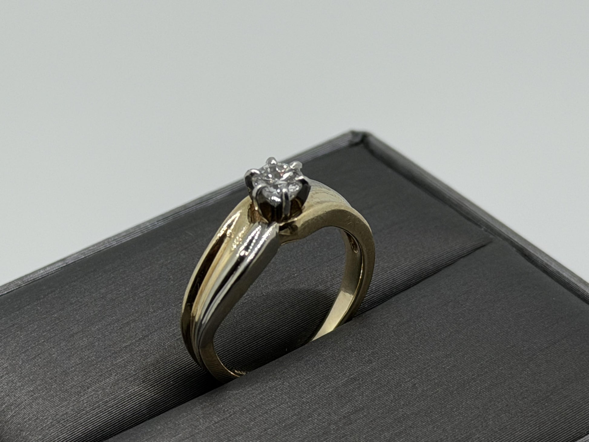 JR Woods 14k Two-Tone Gold Diamond Engagement Ring .33ct Solitaire Wedding Band