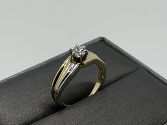 JR Woods 14k Two-Tone Gold Diamond Engagement Ring .33ct Solitaire Wedding Band