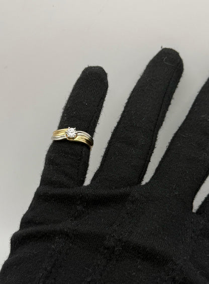 JR Woods 14k Two-Tone Gold Diamond Engagement Ring .33ct Solitaire Wedding Band
