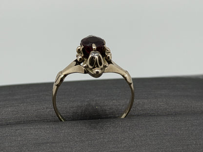 Victorian 14k Yellow Gold Marquise Garnet Diamond Ring Cocktail Statement