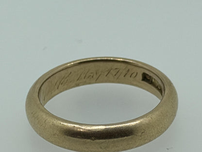 1910 European 18K Yellow Gold HEAVY Wedding Band 4mm Comfort Fit Ring