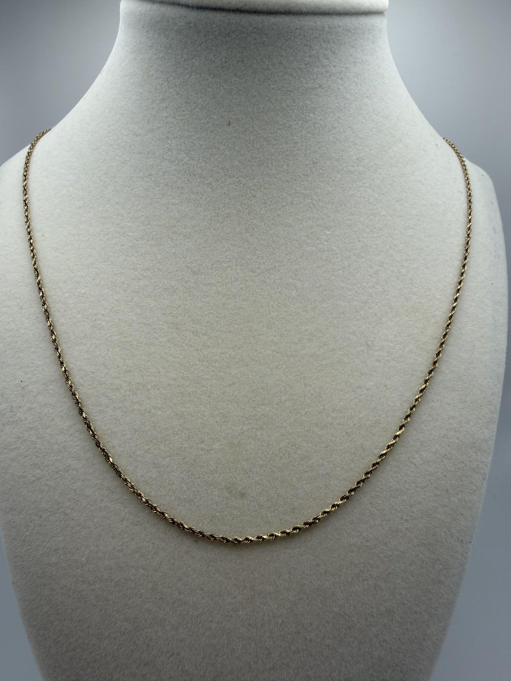 14k Yellow Gold Twisted Rope Chain 25" Speciality Gold Rope Necklace