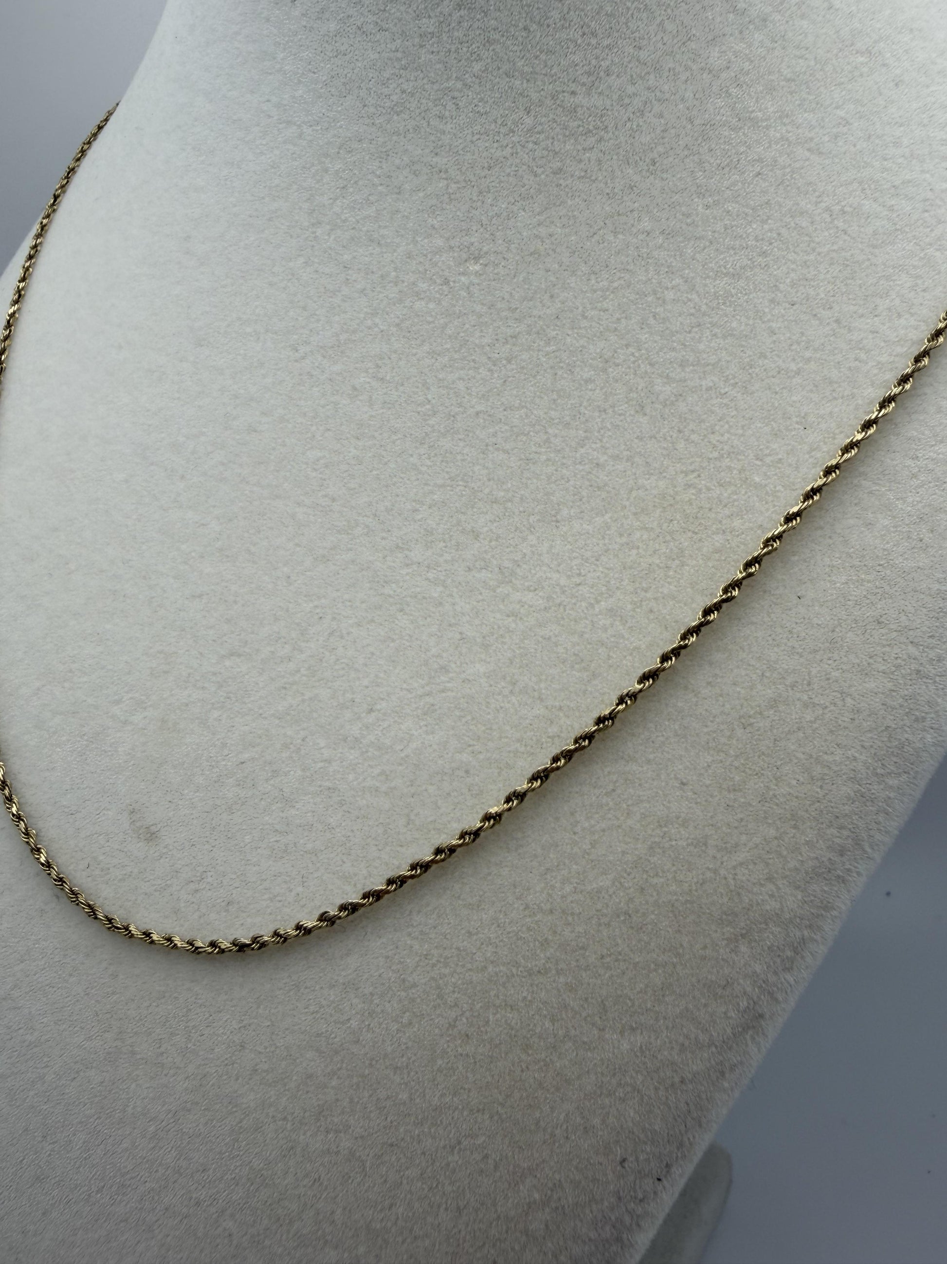 14k Yellow Gold Twisted Rope Chain 25" Speciality Gold Rope Necklace
