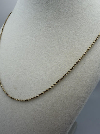 14k Yellow Gold Twisted Rope Chain 25" Speciality Gold Rope Necklace