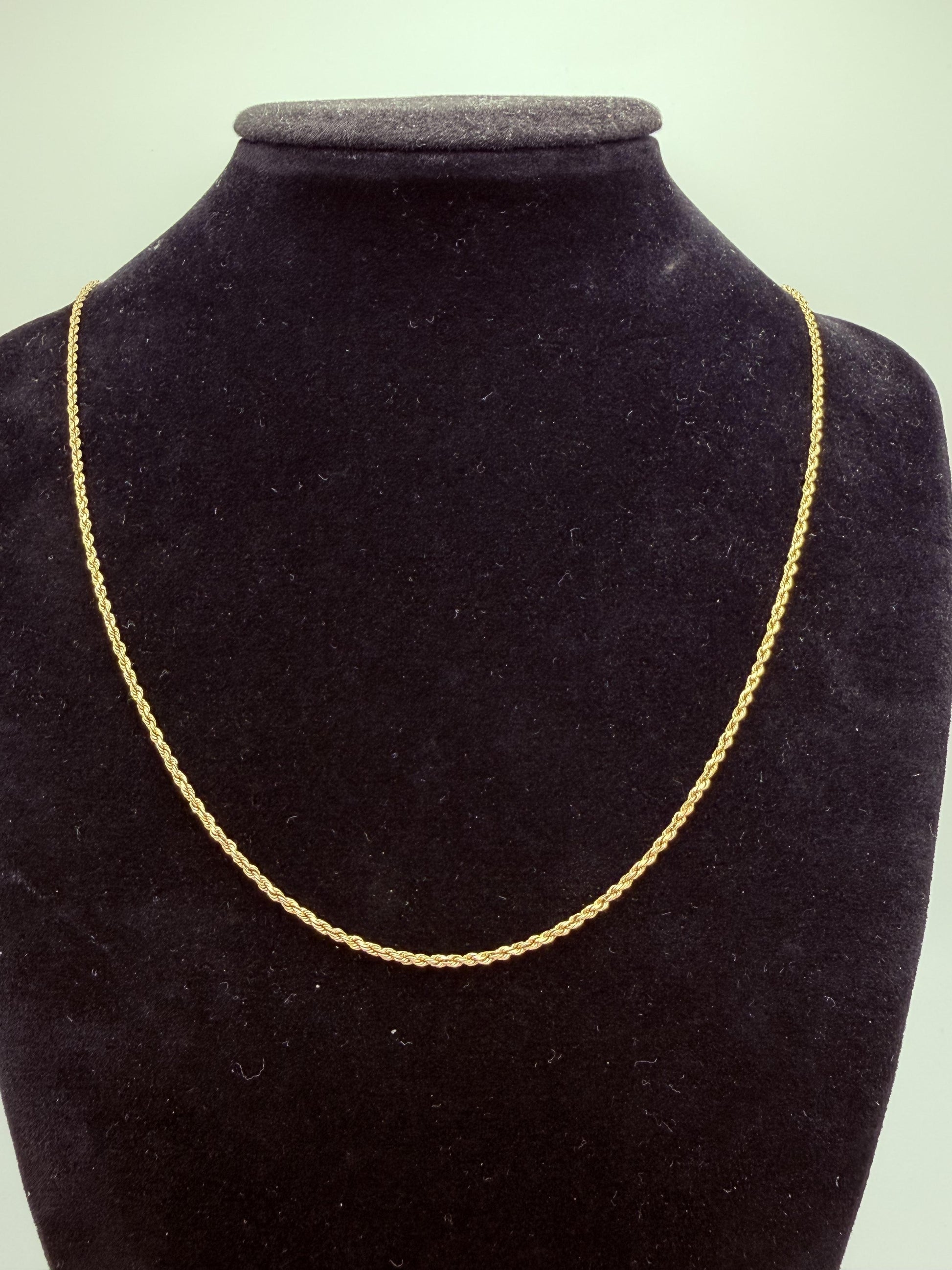 14k Yellow Gold Twisted Rope Chain 25" Speciality Gold Rope Necklace